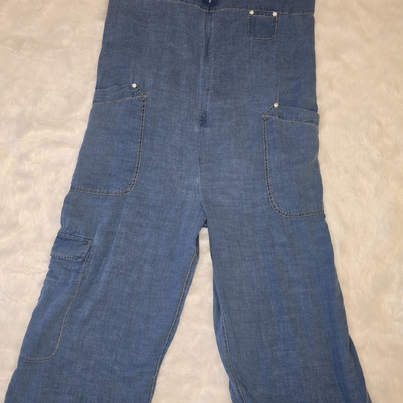 Pilcro Anthropologie Denim Zip Front Wide Leg Overalls Jumpsuit - Picture 3 of 7